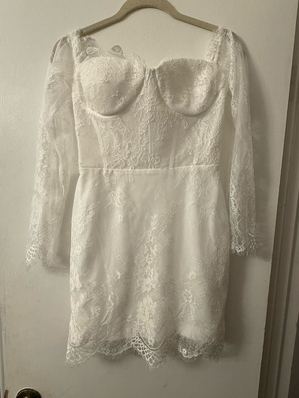 White Lace off the shoulder  Mini Dress